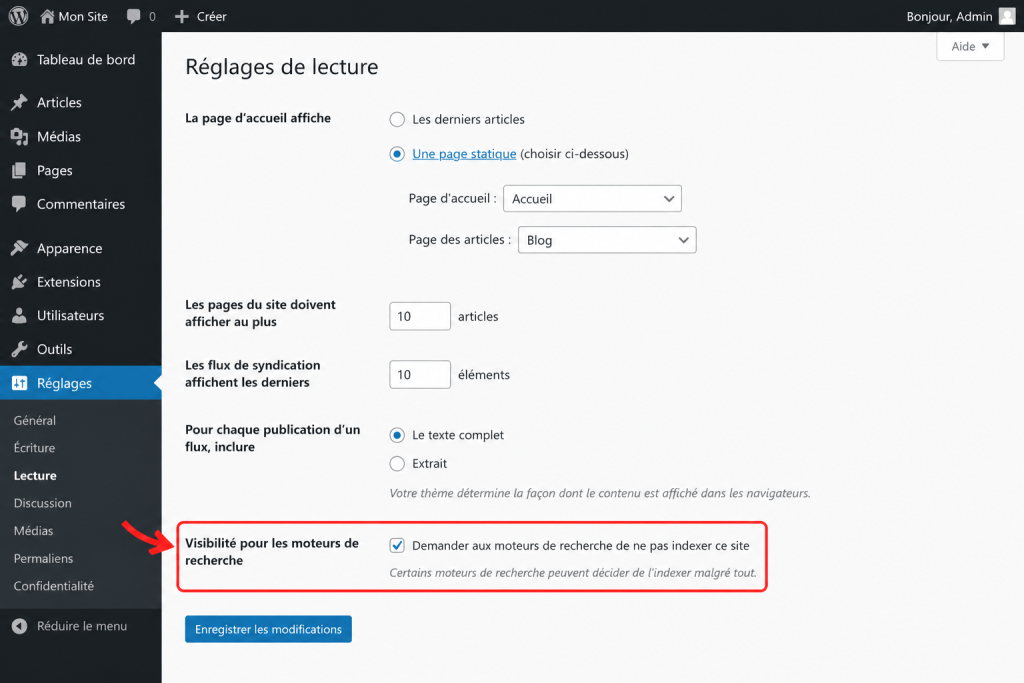 erreur wordpress