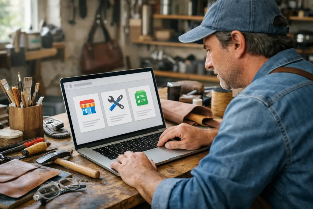 quelle catégorie choisir sur Google Business Profile — Artisan distinguant catégories et services sur Google Business Profile
