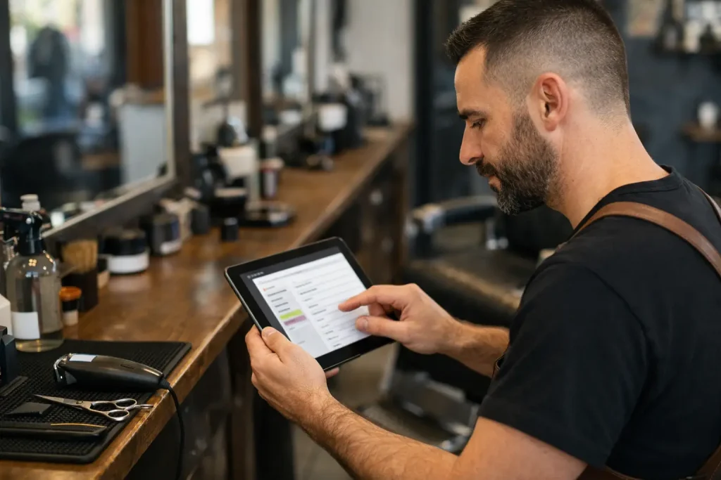 référencer un barber shop sur Google à Cenon — Barbier mettant à jour la fiche Google de son salon à Cenon