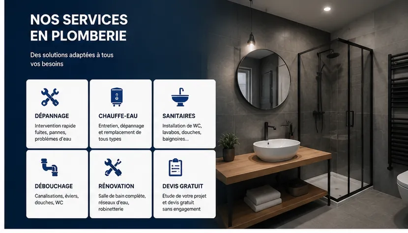 Services de plomberie présentés sur un site internet à Cenon