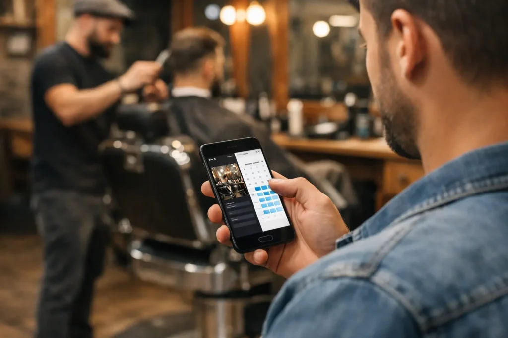 Planity ou site internet : que choisir pour un barber shop ? 5 Planity ou site internet — Client passant du site internet à la réservation d’un barber shop